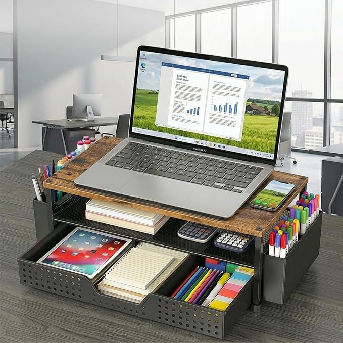 Desk Organizer and Accessories, 2-Tier Computer Monitor Stand Rise - Image 6
