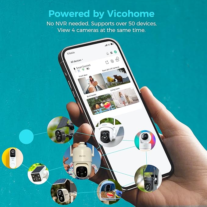 Vicohome CQ4 2K AI Solar Security Camera Wireless Outdoor, Battery Powered Cam - Image 2