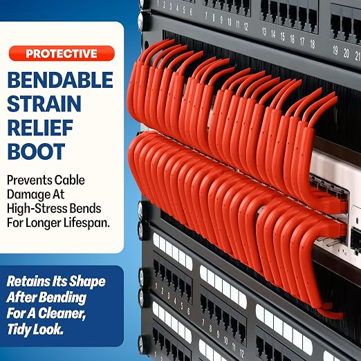 Everest Ultra Slim Cat6a Ethernet Patch Cables 6ft Orange - Image 3