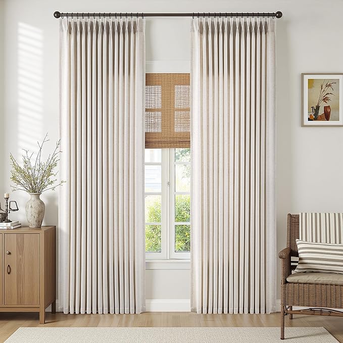 Memory Trained Pinch Pleated Curtains 120 Inches Long, Viral Linen Pinch Pleat - Image 2