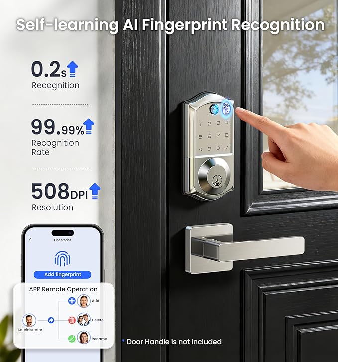 Veise VE017G Wi-Fi Keyless Entry Door Lock, App Remote & Voice Control - Image 5