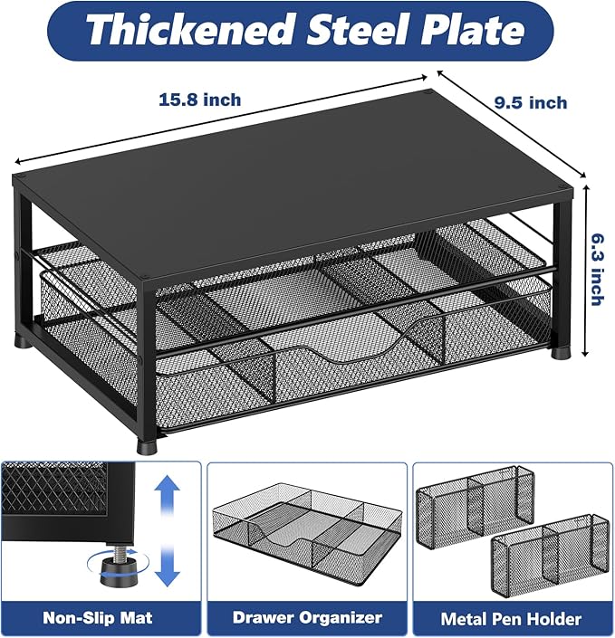 OPNICE Desk Organizer and Accessories, Dual Computer Monitor Stand Riser - Image 7