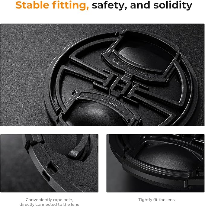 K&F Concept 95mm Lens Cap, 9-in-1 Center Pinch Lens Cover + Anti-Loss Keeper - Image 5