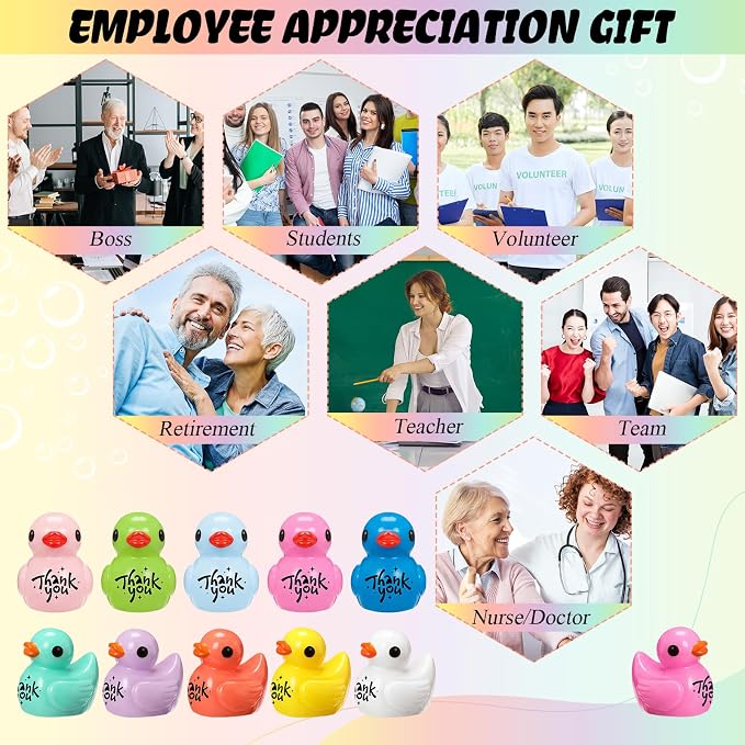 Skylety 120 Pcs Thank You Gifts Resin Ducks Employee Appreciation Gifts - Image 5