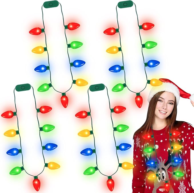 QZYL 2 Pack Christmas Light Necklace, Colorful Christmas Accessories, 9 LED - Image 8
