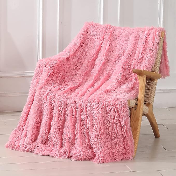 Tuddrom Decorative Extra Soft Faux Fur Throw Blanket 50"x60", Solid Reversible by Tuddrom