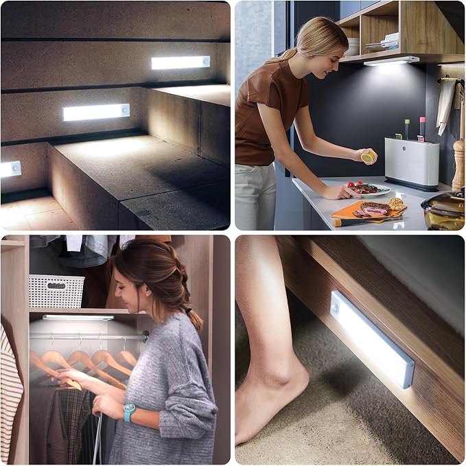 6 Pack Under Cabinet Lighting Wireless, 68 LED Rechargeable Battery Motion - Image 7