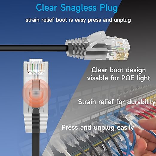 Cat6a Slim Ethernet Patch Cable 3 ft, Cat6a Patch Cable - Image 4