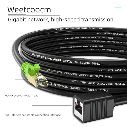 Ethernet Extension Cable 10ft, Network Cat6a Extension Patch Cable RJ45 Cords - Image 2