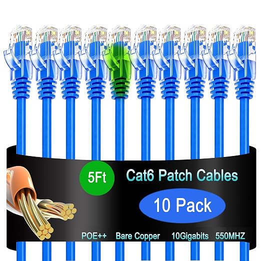 Cat6 Ethernet Patch Cable 5 ft, Cat6 Data Center & Home/Enterprise Network Cable by Lysymixs