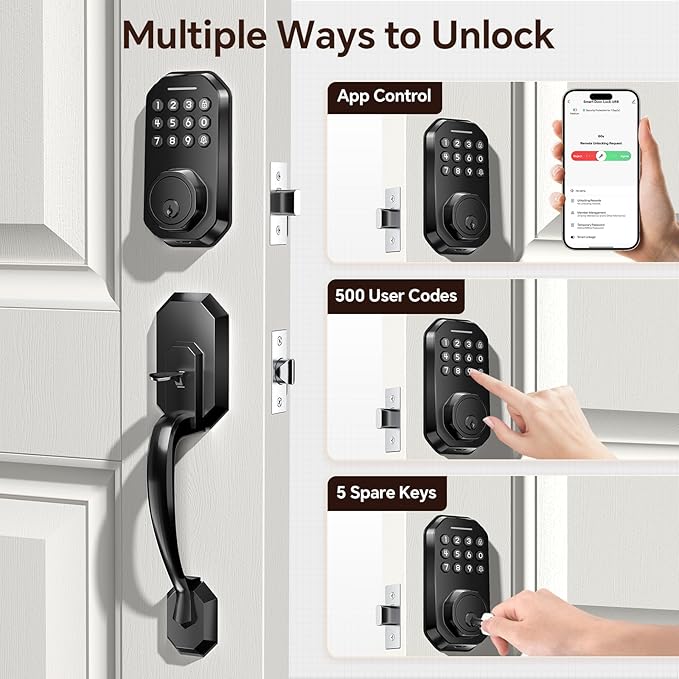Ulecoce WiFi Smart Door Lock for Front Door, Keyless Entry Door Lock - Image 3