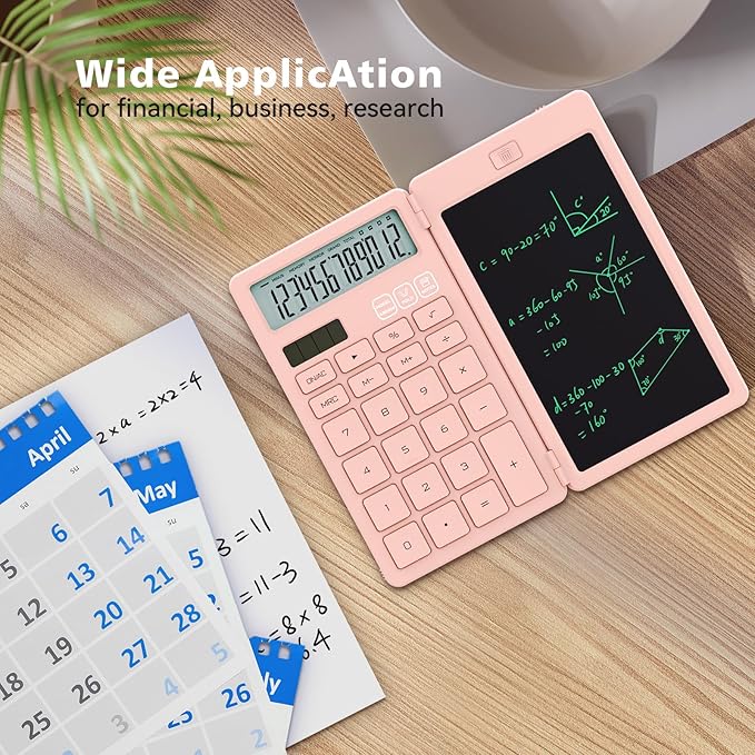 Desk Calculators with Erasable LCD Notepad ROATEE Basic Calculators Pink Cute - Image 5