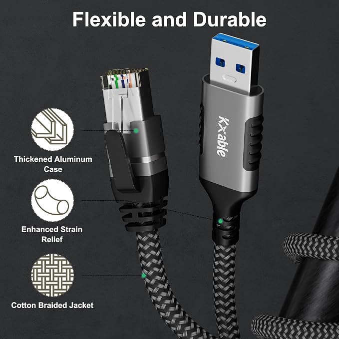 USB to Ethernet Cable 20 FT, USB 3.0 A Male to RJ45 Male Cord, Directly - Image 4