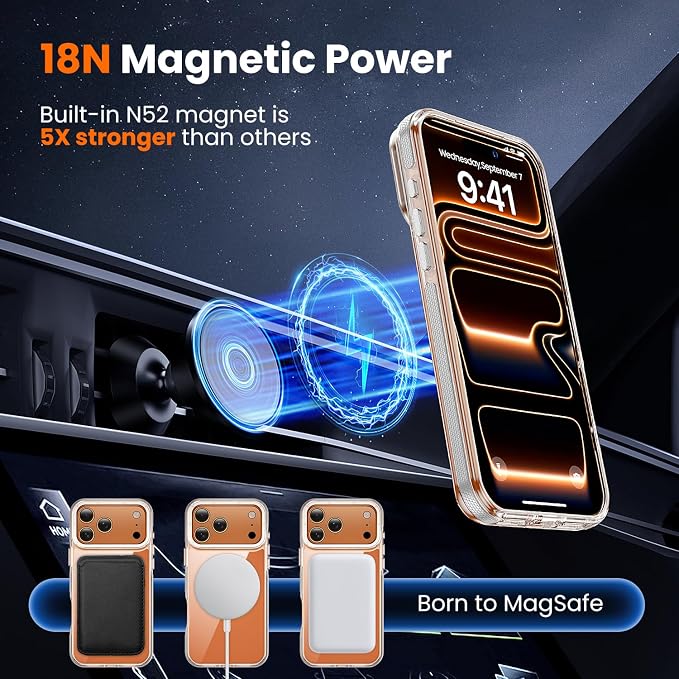 toushion 3 in 1 for iPhone 17 Pro Max Case Clear Bumper, Fits MagSafe, - Image 4