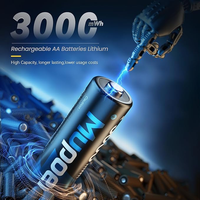 Mupoer 16 Pack Rechargeable AA Batteries Lithium - Image 2