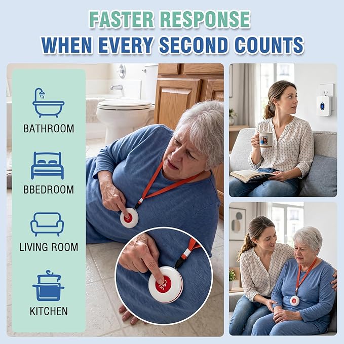 Daytech Wireless Wrist Pager Caregiver Call Button in Home System Watch Alarm - Image 3
