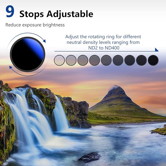 NEEWER 55mm Variable ND Filter ND2-ND400, Neutral Density Filter, Water and - Image 3