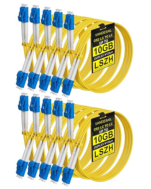 2M LC to LC Single Mode Fiber Patch Cable, 10 Pack OS2 LC to LC Fiber Patch by VANDESAIL