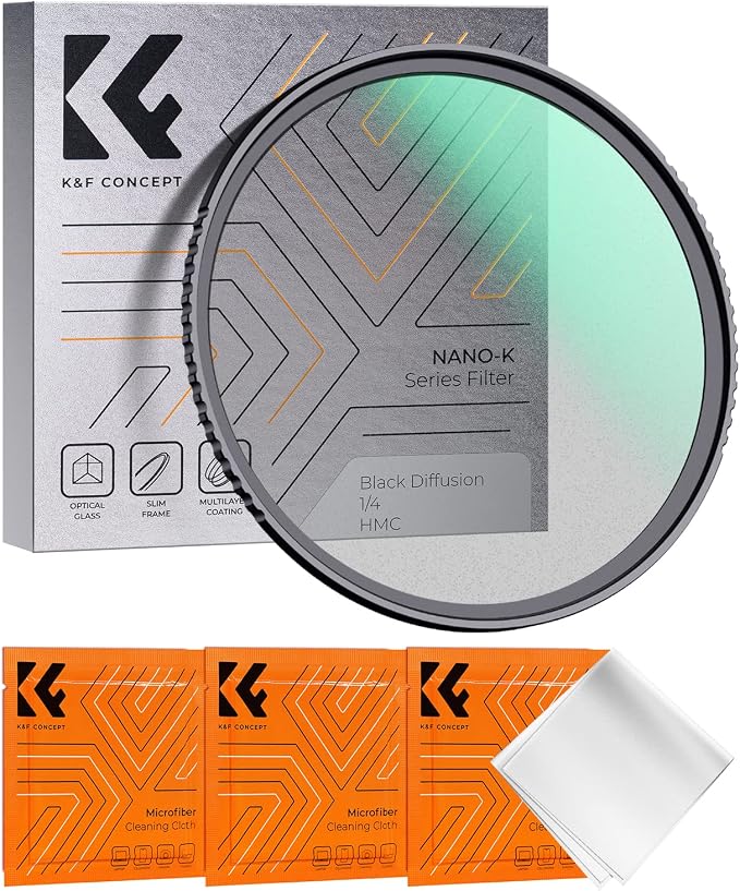 K&F CONCEPT 40.5mm Black Diffusion 1/4 Filter Mist Cinematic Effect Filter by KFCONCEPT