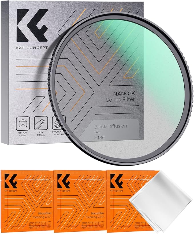 K&F CONCEPT 52mm Black Diffusion 1/4 Filter Mist Cinematic Effect Filter by KFCONCEPT