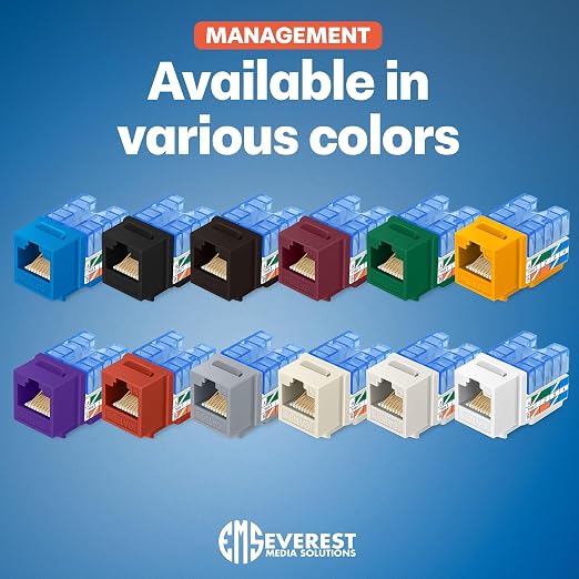 Everest 90° Angled RJ45 Cat5e Keystone Jacks 50-Pack in Ivory - Image 7
