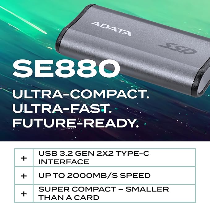 ADATA SE880 - 1 TB Portable External SSD - Secure & Fast Data Transmission - - Image 2