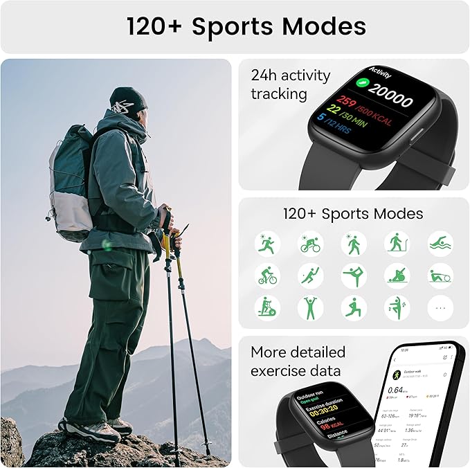 Smart Watch with Alexa Built-in, 1.83" HD Touchscreen Fitness Tracker with - Image 5