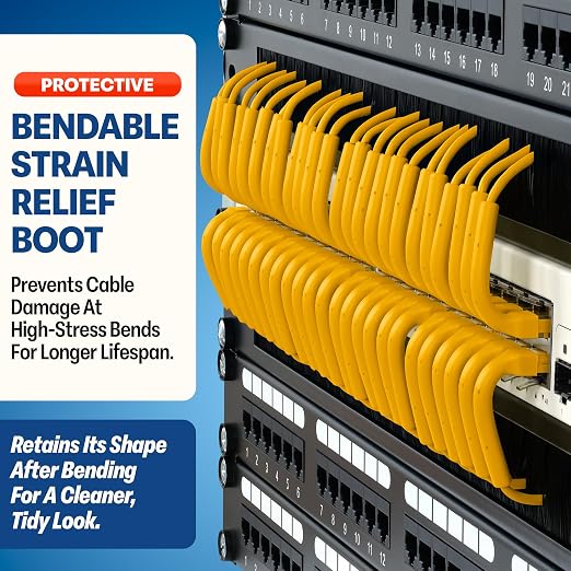 Everest Ultra Slim Cat6a Ethernet Patch Cables 1.5ft Yellow - Image 3