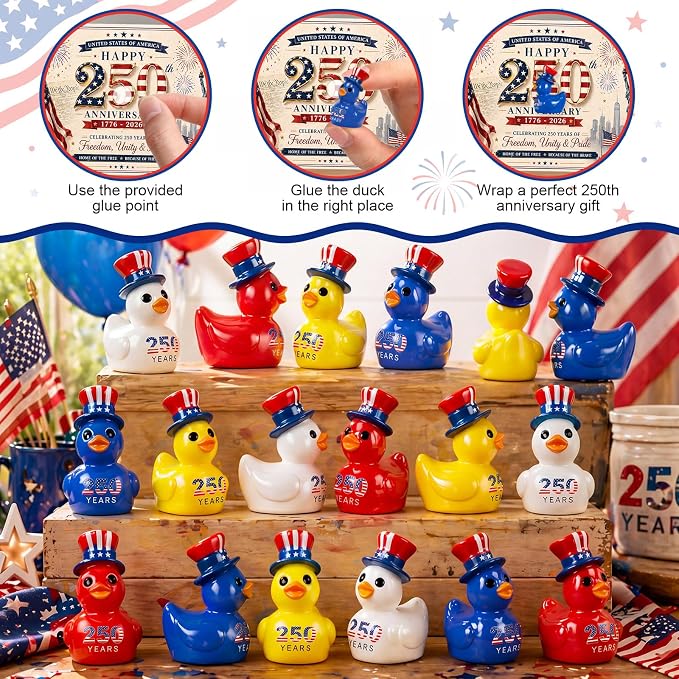 Skylety 100 Pcs Patriotic Mini Ducks 4th of July Independence Day Party Decor - Image 3