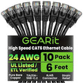 GEARit Cat 6 Ethernet Patch Cable 6 ft Black Cat6 Patch Cables 6ft by GEARit