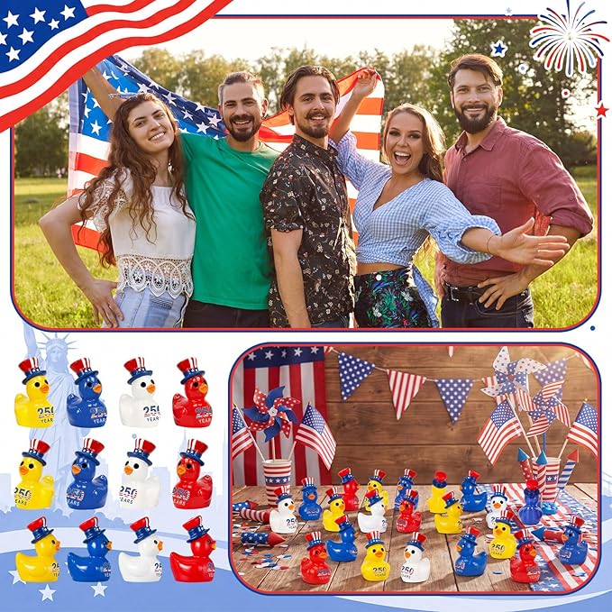 Skylety 100 Pcs Patriotic Mini Ducks 4th of July Independence Day Party Decor - Image 7