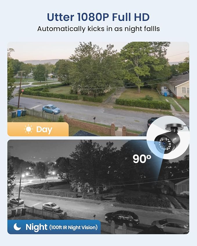 ZOSI 4 x 2MP 1080p Home Security Camera Outdoor Indoor, 1920TVL HD CCTV Bullet - Image 2