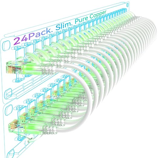 Sokqovt Cat6a Patch Cables Slim 1ft, Flexible Cat6 Ethernet Cable 10G 550MHZ by Unknown