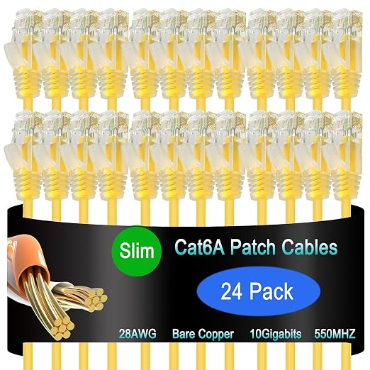 Cat6a Slim Ethernet Patch Cable 3 ft, Cat6a Patch Cable by Lysymixs
