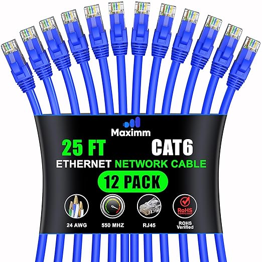 Maximm Cat 6 Ethernet Cable 25 Ft, Cat6 Cable, LAN Cable, Internet Cable by MaximmCable