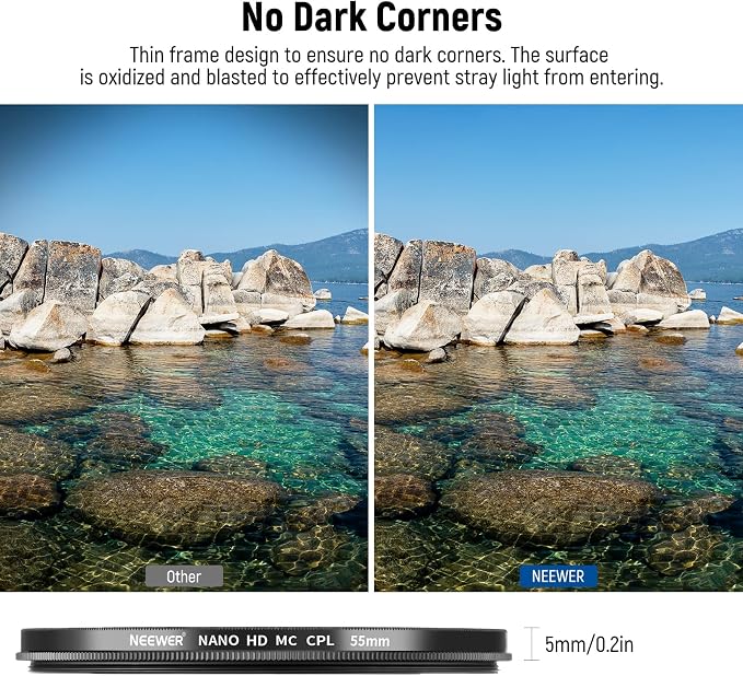 NEEWER 55mm Polarizer Filter, 24 Layer Multi Resistant Nano Coated MC CPL - Image 4
