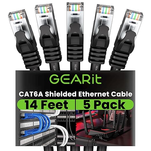GEARit Cat6A Ethernet Cable 10Gbps Snagless Shielded SSTP, SFTP Shielded by GEARit