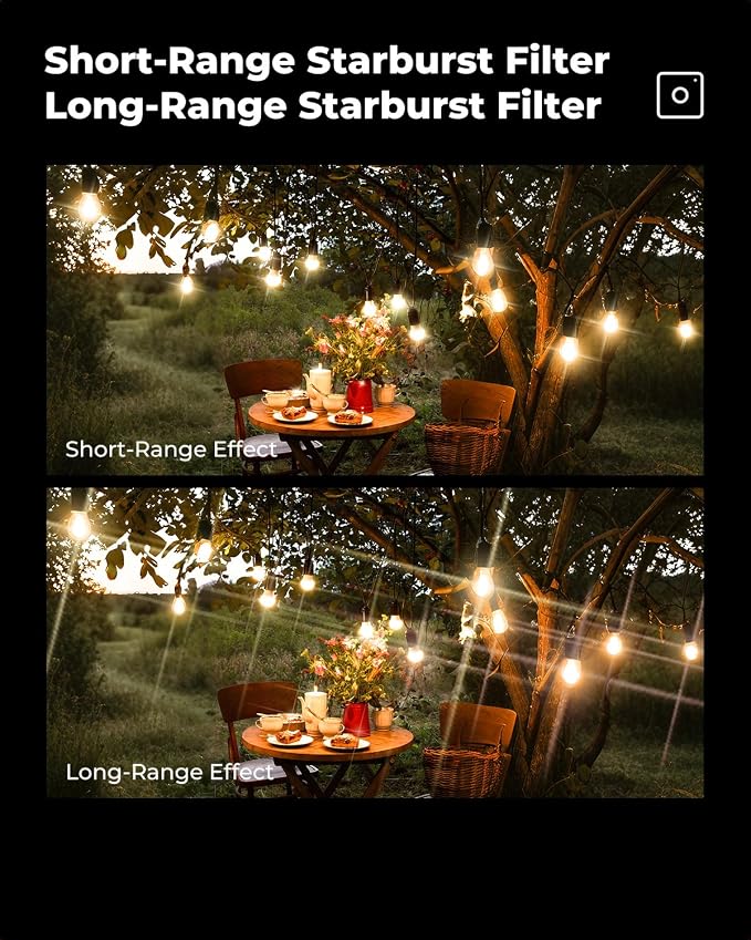 K&F CONCEPT 49mm Variable Short Line Star Lens Filter, Cross Screen Starburst - Image 5