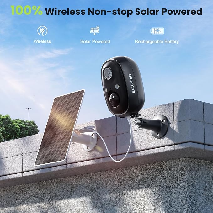 Solar Security Cameras Wireless Outdoor, Free Cloud Storage, 2.4G WiFi Camera - Image 3