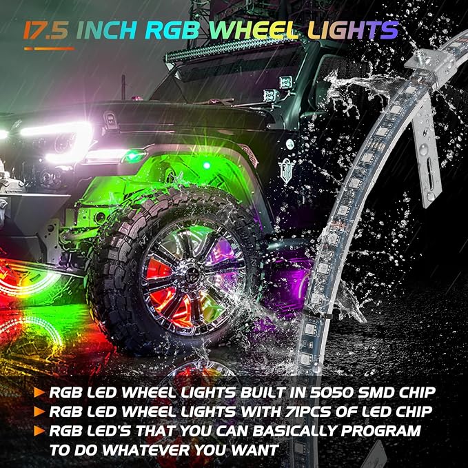 Nilight 4PCS 17.5inch LED Wheel Ring Lights RGB - Image 6