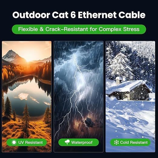 Cat 6 Ethernet Cable 50 ft, Outdoor & Indoor 23AWG 10Gbps High Speed, - Image 3