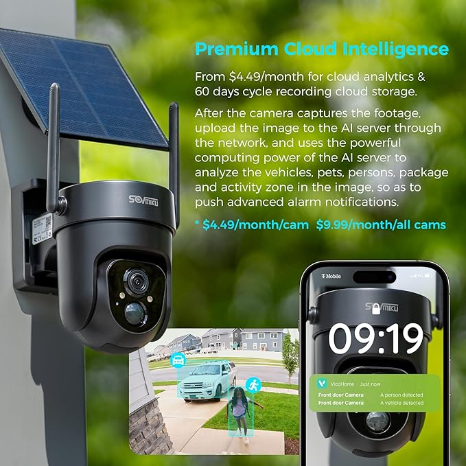 Vicohome 2QB 2K AI Solar Security Camera Wireless Outdoor, Battery Powered Cam - Image 5