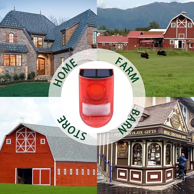 Solar Sound & Light Alarm Outdoor Motion Sensor, 129db Siren Sound Alert - Image 7