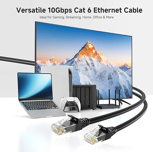 Cable Matters 10Gbps 5-Color Combo Snagless Cat 6 Ethernet Cable - 10ft - Image 2
