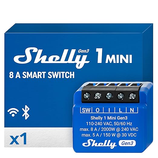 Shelly 1 Mini Gen3, WiFi & Matter Smart Relay Switch by Shelly