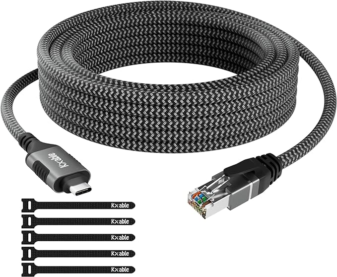 USB C to Ethernet Cable 8FT, Type C to RJ45 Cord, Gigabit Directly Connected by Kxable