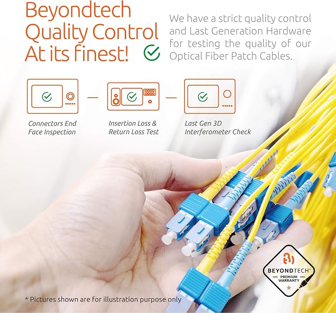 BEYONDTECH 3m SC to SC Fiber Patch Cable – UPC Single-Mode Duplex Fiber Optic - Image 6