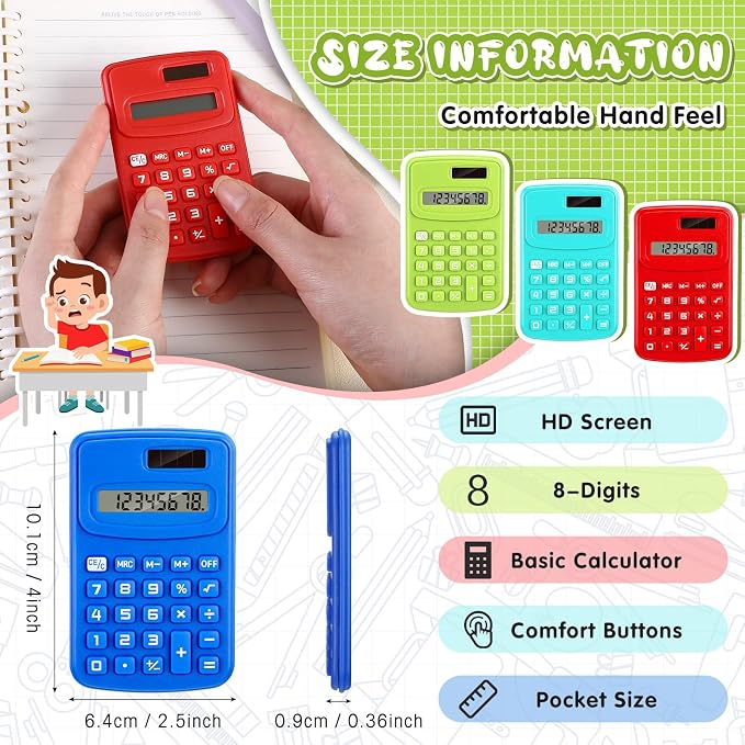 LEIFIDE 12 Pack Pocket Calculator Small Bulk Basic 4 Function Calculator 8 - Image 2