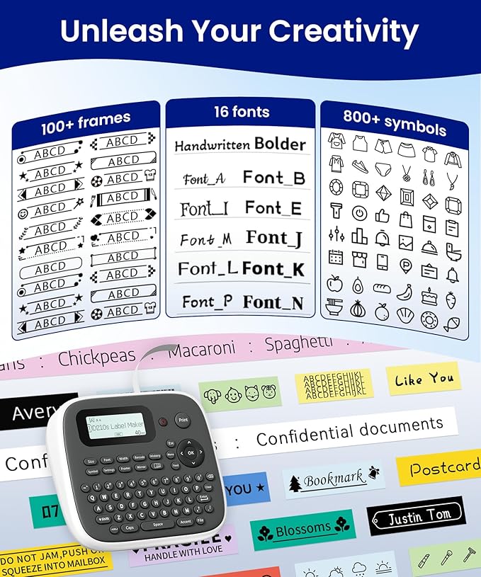 Label Maker Machine with Tape, Label Maker Waterproof Labels 12mm, D210s - Image 3