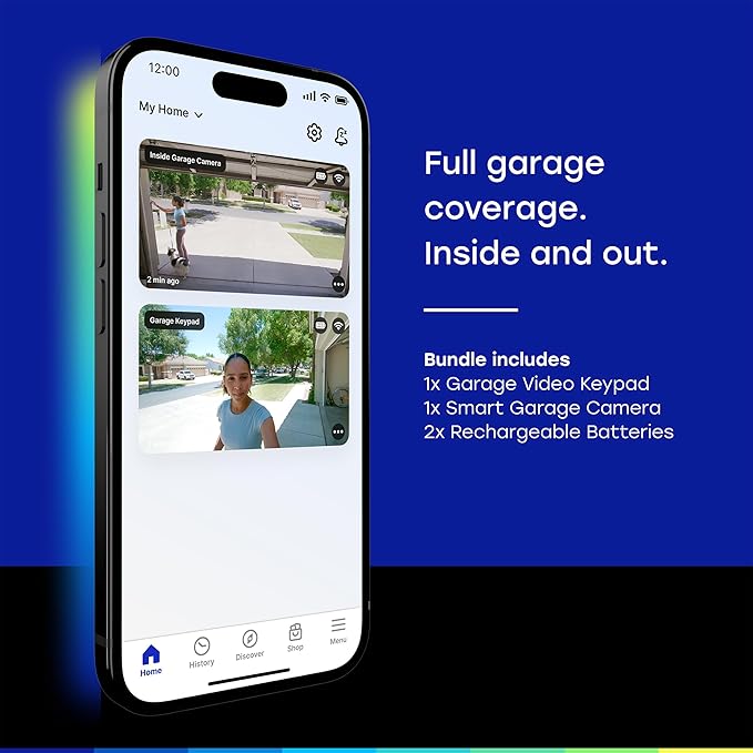 myQ Smart Garage Starter Kit: Garage Door Video Keypad + Rechargeable Battery + - Image 2